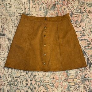 Stylish Button-Front Mini Skirt in Brown